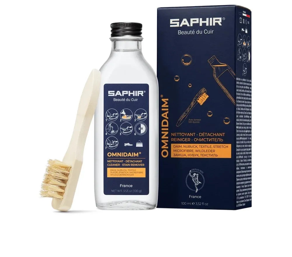 Omnidaim Saphir, nettoyant daim et nubuck avec brosse